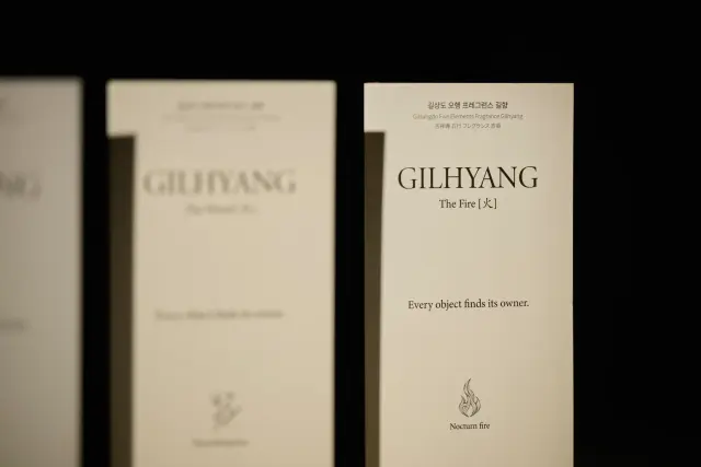 어두운 배경과 빛 속에서 화 패키지에 초점을 맞춘 길향 오행 패키지